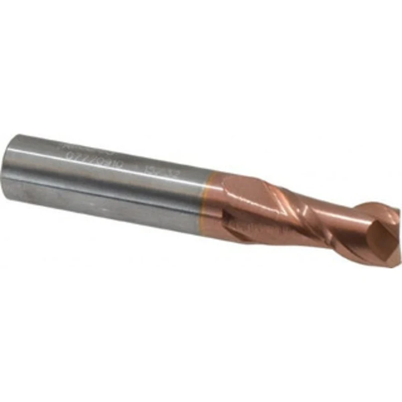 Accupro 15/32, 1 LOC, 1/2 Shank Diam, 3 OAL, 2 Flute, Solid Carbide Square End Mill Single End, TiCN Finish, Spiral F...